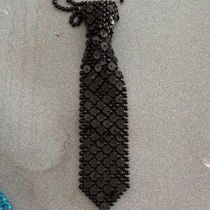 Black Beaded Necktie